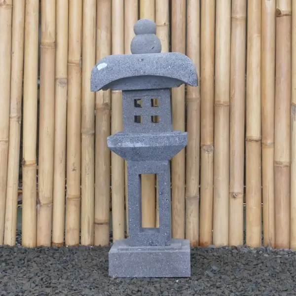 Product image 5 of the product “Japanese style Garden Lantern, made from Andesit Stone. Multipart. 75 cm Height, Roof is 30 cm width. ”